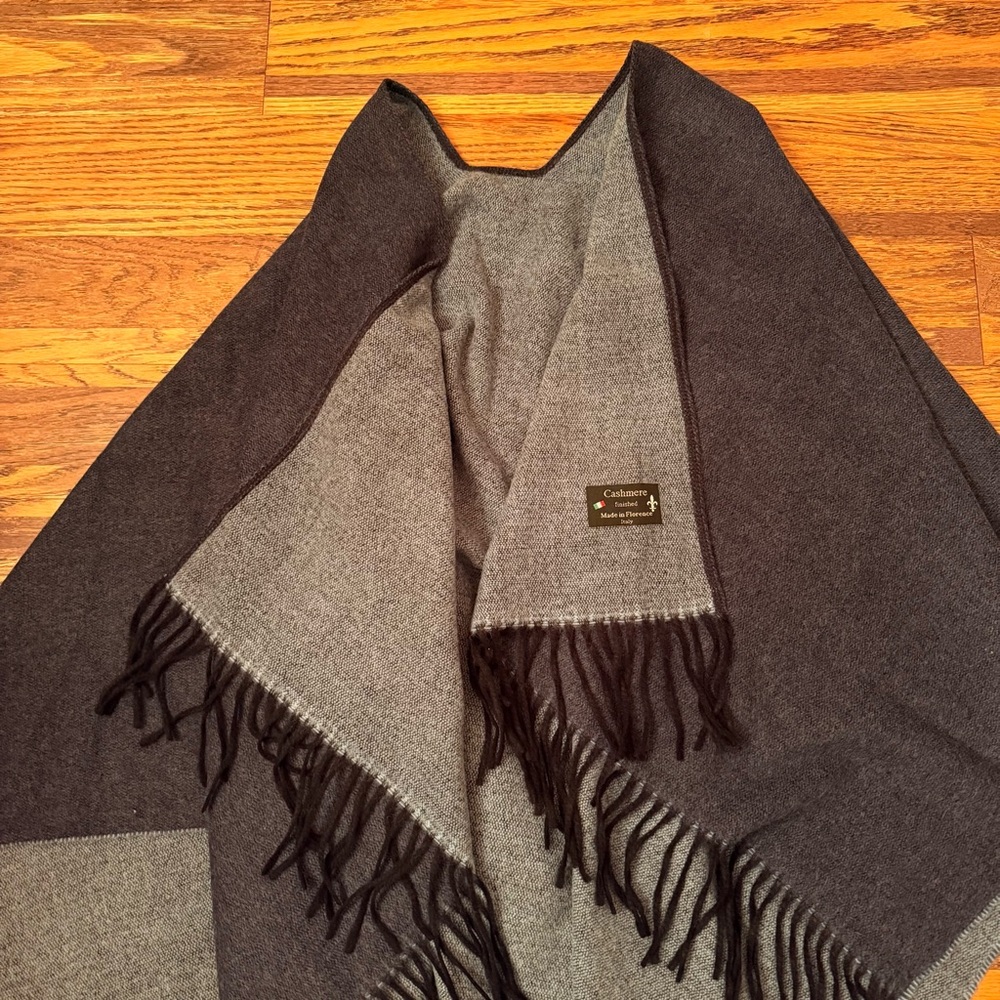 Italian Navy Cashmere Wrap Poncho